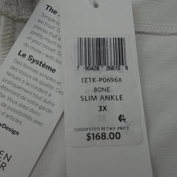 Eileen Fisher Slim Ankle Pants Women's Plus Size 3X Ivory Washable Stretch Crepe - Picture 11 of 12